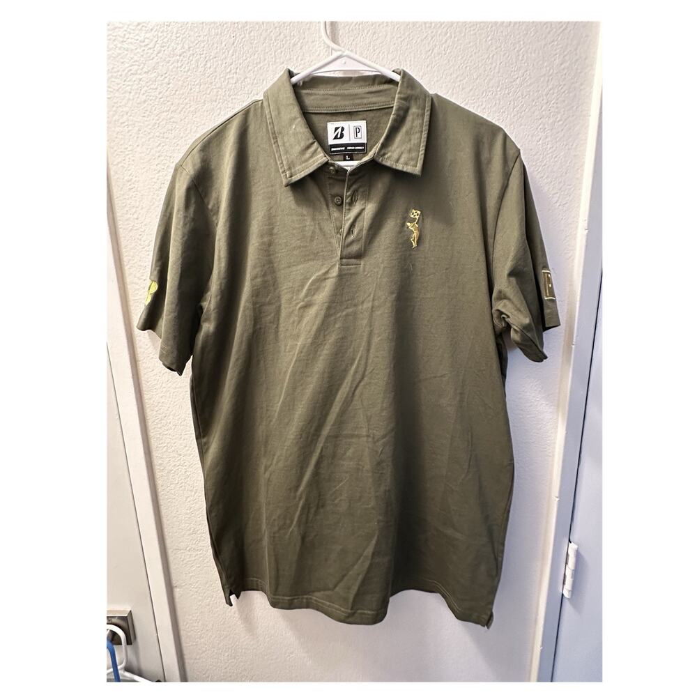 Bridgestone Period Correct Men's L Green Polo Shirt Short Sleeve Logo